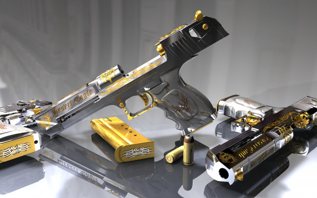 Обои картинки фото 3д, графика, military, пули, магазин, пистолет