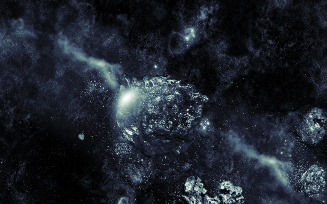 Обои картинки фото космос, арт, метеориты