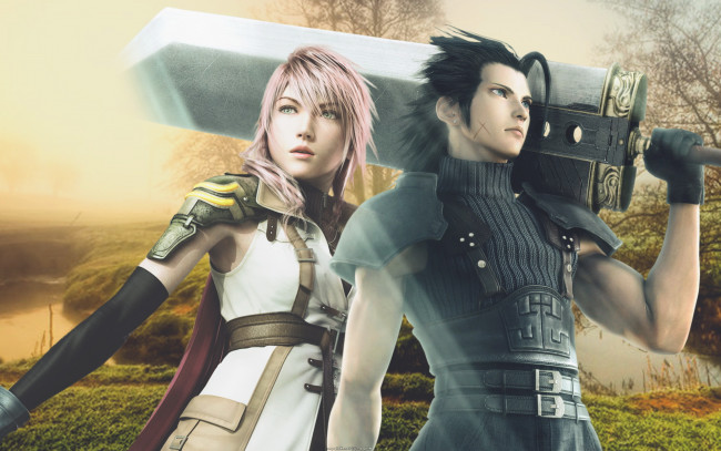 Обои картинки фото видео, игры, final, fantasy, xiii, меч, девочка, мальчик