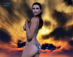 Картинка 3д графика people люди купальник девушка облака