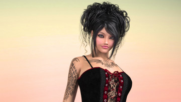 Картинка 3д графика people люди девушка тату