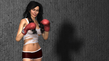 Картинка 3д графика people люди тренировка перчатки девушка