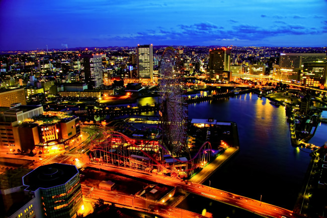 Обои картинки фото города, йокогама, Япония, hdr, панорама