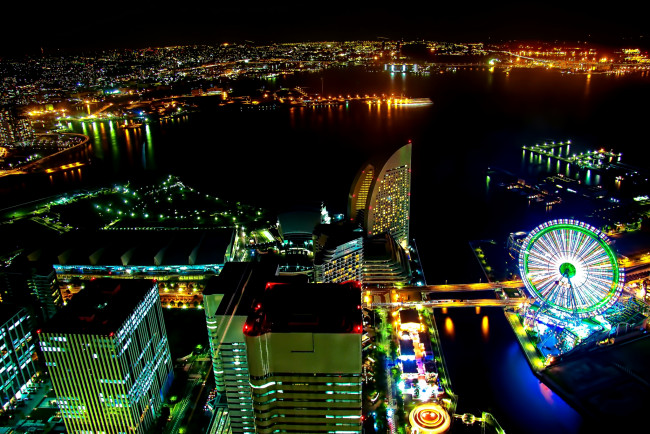 Обои картинки фото города, йокогама, Япония, hdr, панорама