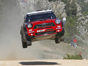 Картинка спорт авторалли mini countryman john coooper works wrc мини красный ралли полё