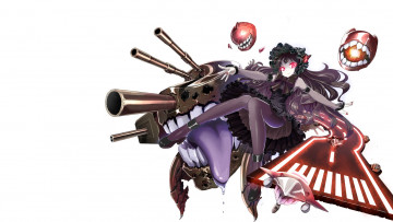 Картинка аниме kantai+collection демоны оружие девушка белый фон