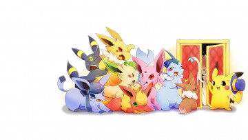 Картинка аниме pokemon белый фон покемоны арт