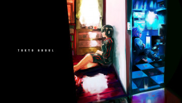 Картинка аниме tokyo+ghoul стена токийский гуль комната kirishima touka