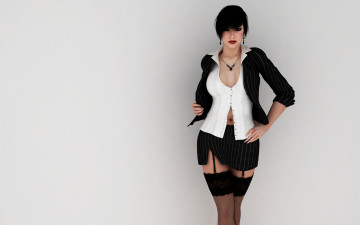 Картинка 3д+графика люди+ people взгляд девушка юбка кофта