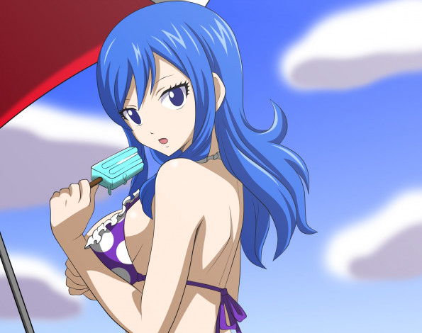 Обои картинки фото fairy tail, аниме, взгляд, девушка, облака, juvia, loxar