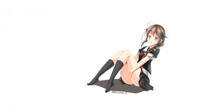 Обои картинки фото аниме, kantai collection, белый, фон, девушка