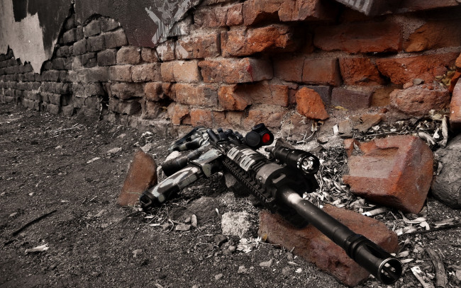 Обои картинки фото оружие, автоматы, стена, автомат