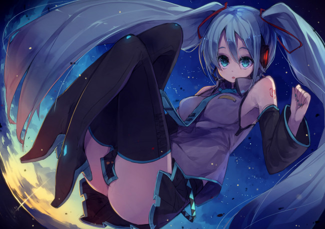 Обои картинки фото аниме, vocaloid, арт, девушка, hatsune, miku