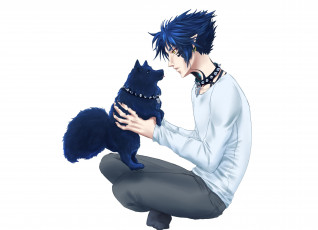 Картинка аниме dramatical+murder парень собака