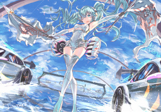 Картинка аниме vocaloid девушка взгляд фон