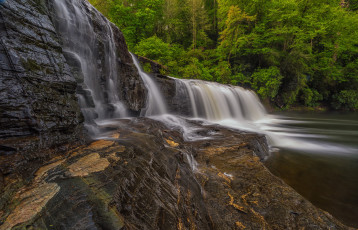 Картинка природа водопады лес река водопад
