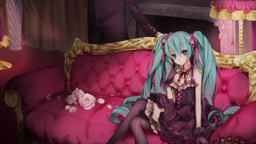 Картинка аниме vocaloid фон взгляд девушка