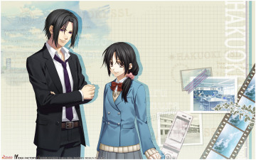 Картинка аниме hakuouki девушка взгляд фон парень