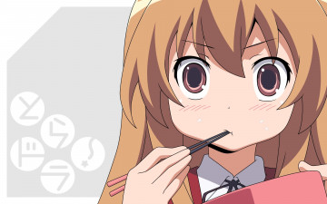 Картинка аниме toradora девушка взгляд фон