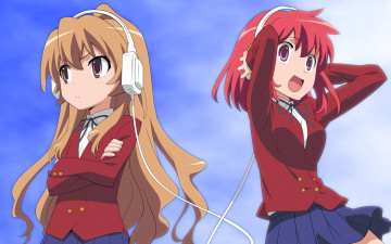 Картинка аниме toradora девушки взгляд фон