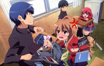 Картинка аниме toradora девушки взгляд фон