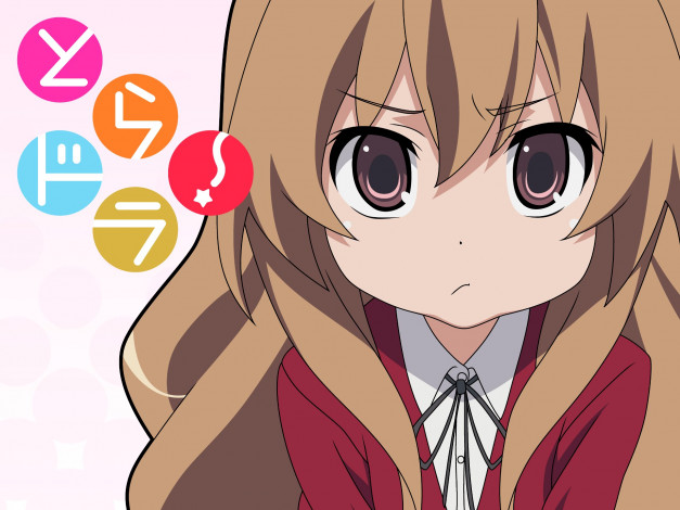 Обои картинки фото аниме, toradora, девушка, взгляд, фон