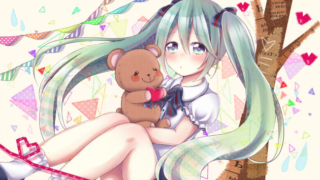 Обои картинки фото аниме, vocaloid, девушка, взгляд, фон