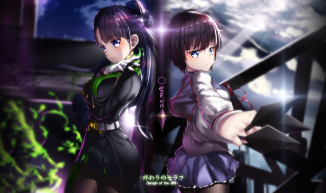 Обои картинки фото owari no seraph, аниме, взгляд, девушки, фон