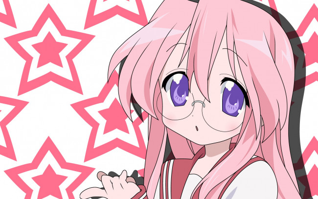Обои картинки фото аниме, lucky star, фон, взгляд, девушка