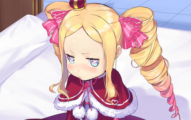 Обои картинки фото аниме, re,  zero kara hajimeru isekai seikatsu, девушка, взгляд, фон