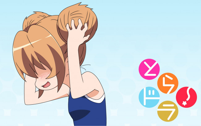 Обои картинки фото аниме, toradora, девушка, взгляд, фон