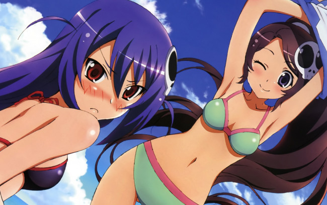 Обои картинки фото kami nomi zo shiru sekai, аниме, взгляд, фон, девушки