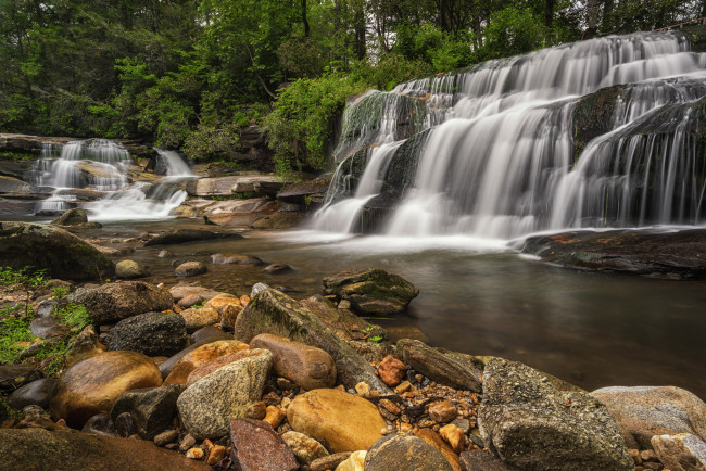 Обои картинки фото природа, водопады, водопад, река, лес