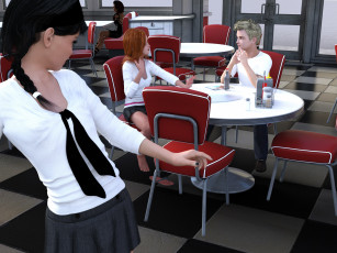 Картинка 3д+графика люди+ people девушки фон взгляд