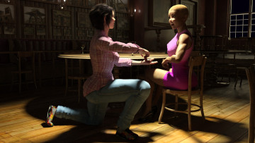 Картинка 3д+графика люди+ people фон взгляд девушки