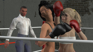 Картинка 3д+графика спорт+ sport ринг фон бокс взгляд девушки