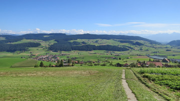 Картинка города -+пейзажи холмы деревья дома поля