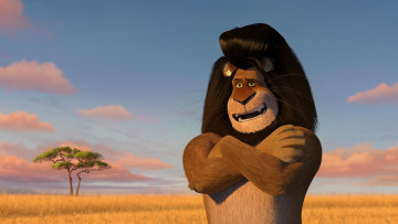 Картинка мультфильмы madagascar +escape+2+africa дерево лев растения облака
