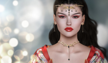 Картинка 3д+графика портрет+ portraits волосы девушка украшение портрет