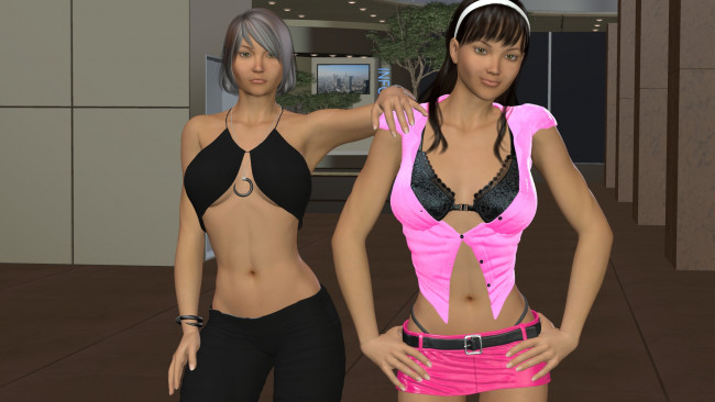 Обои картинки фото 3д графика, люди , people, фон, девушки, взгляд