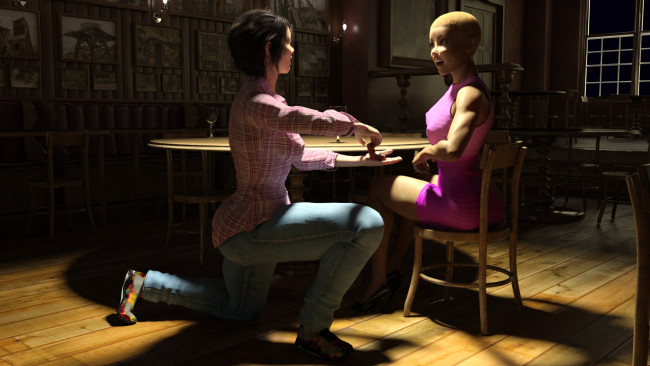 Обои картинки фото 3д графика, люди , people, фон, взгляд, девушки