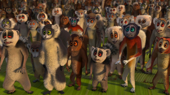 Обои картинки фото мультфильмы, madagascar,  escape 2 africa, лемур, много