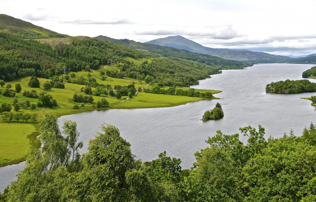 Обои картинки фото природа, реки, озера, горы, река, пейзаж, деревья, холмы