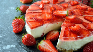 Картинка еда торты клубничный чизкейк