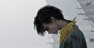 обоя фэнтези, _ghost blade ,  призрачный клинок, парень, корабль, туман