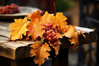 Картинка 3д+графика природа+ nature стол виноград ягоды листья