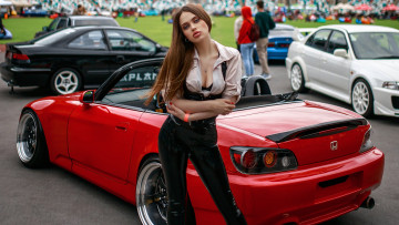 обоя автомобили, -авто с девушками, красивая, девушка