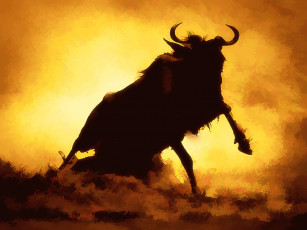 Картинка рисованные животные тёмный жёлтый