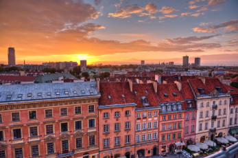 Картинка города варшава польша дома небо