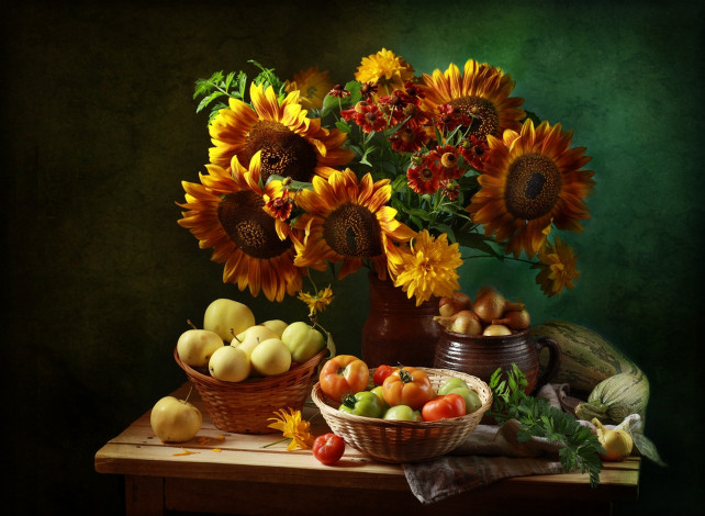 Обои картинки фото еда, натюрморт, подсолнухи